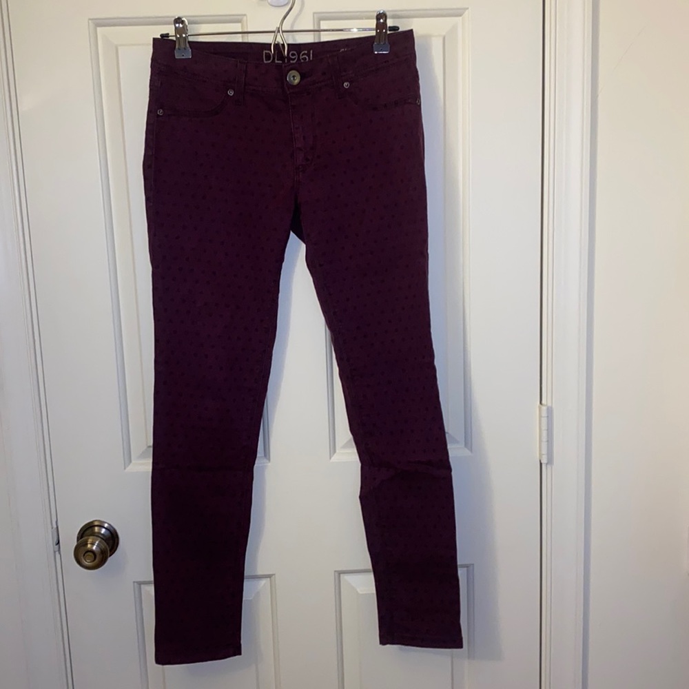 DL1961 burgundy polka dot denim